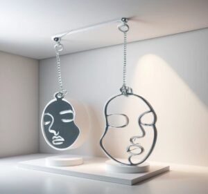 Artistic Silver Face Portrait Earrings