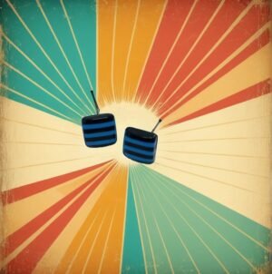 Black Blue Vintage Striped Bead Stud Earring