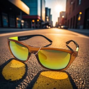Unique Orange Yellow Accent Mirrored Sunglasses