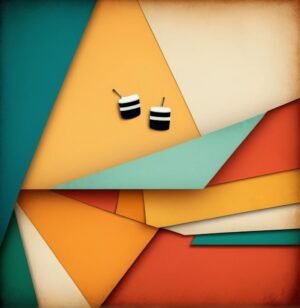 Black White Vintage Striped Stainless Studs