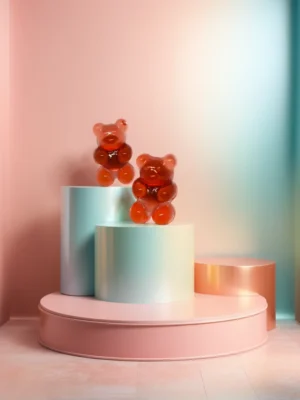 Cherry Red Kawaii Cute Gummy Bear Stainless Stud Earrings