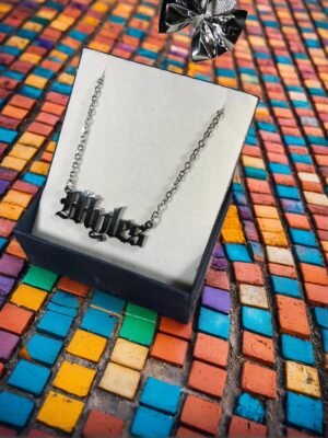 Old English Custom Silver Stainless Steel Necklace