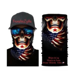 Stars & Stripes Skull 16 n 1 Neck Gaiter Face Cover Dust Mask Biker Rag