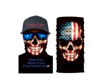 Stars & Stripes Skull 16 n 1 Neck Gaiter Face Cover Dust Mask Biker Rag