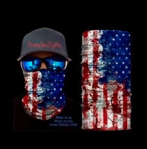 Patriotic Distressed Stars & Stripes 16 n 1 Neck Gaiter Face Cover Dust Mask